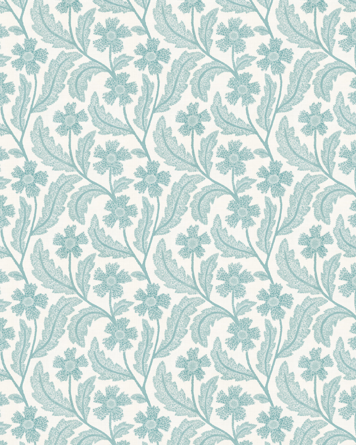 Country Blossom Light Teal Blue Wallpaper