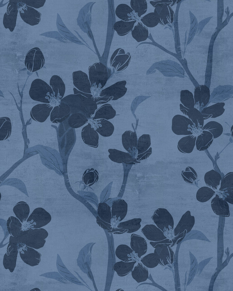 Tokyo Flower Navy Blue Wallpaper