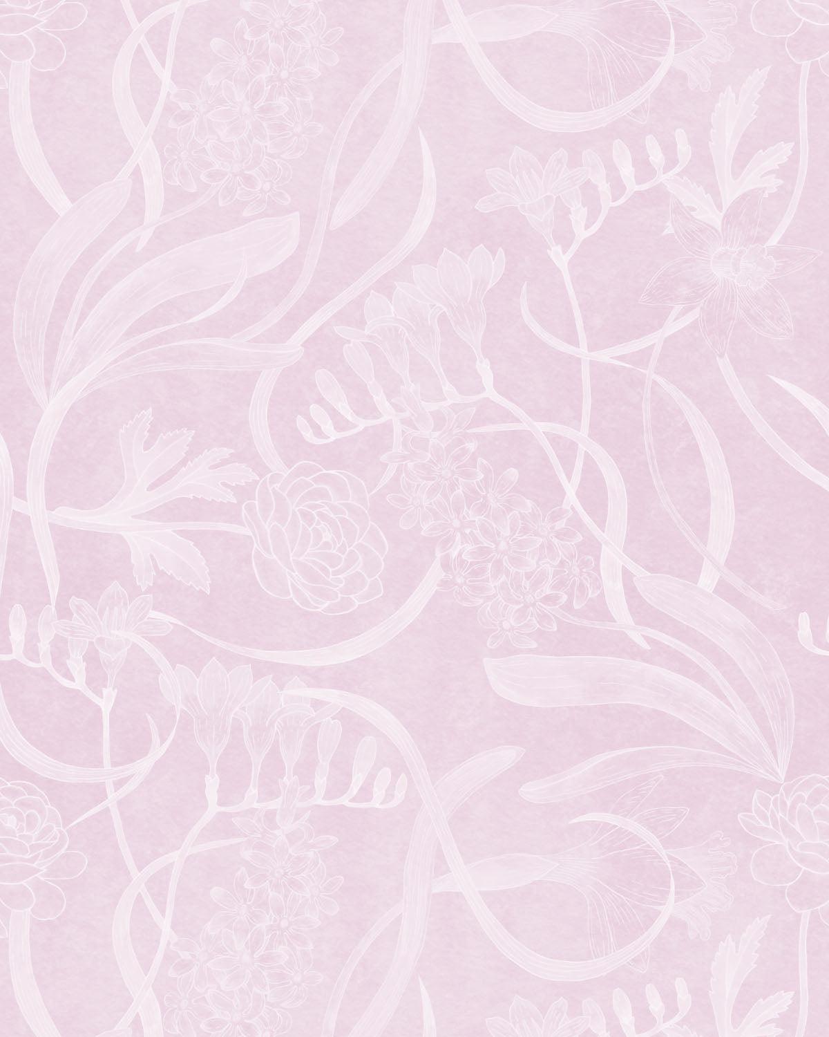 Tropical Blooms Pink Wallpaper