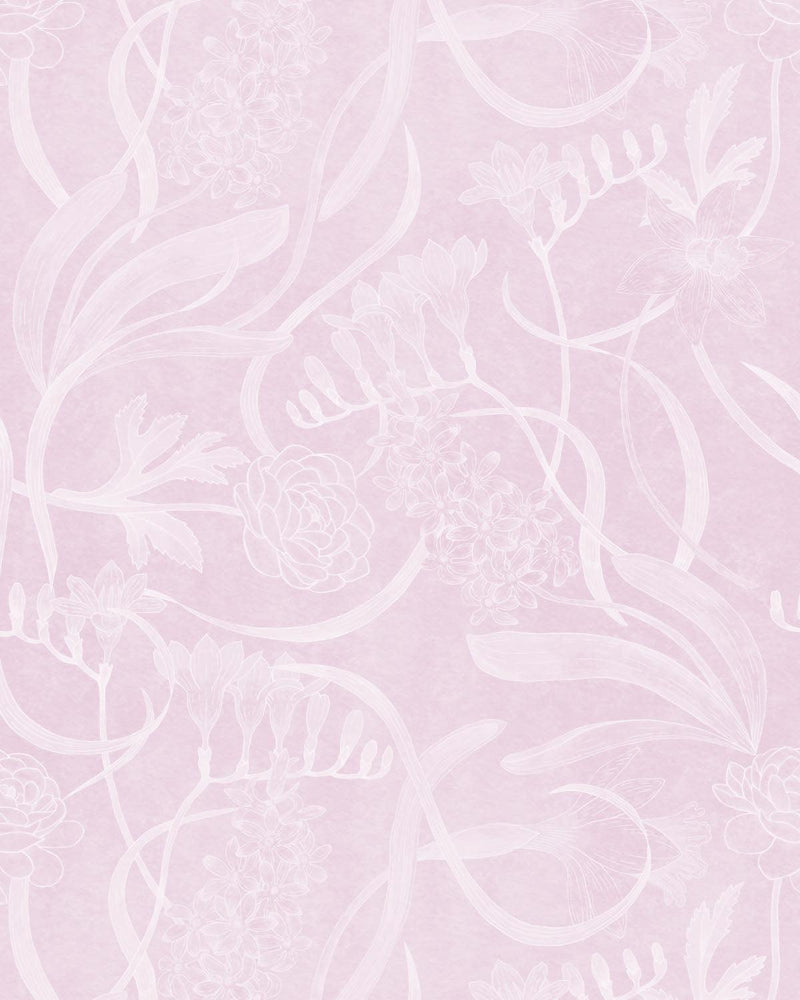 Tropical Blooms Pink Wallpaper