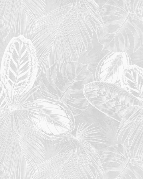 Tropical Lush Grey Wallpaper
