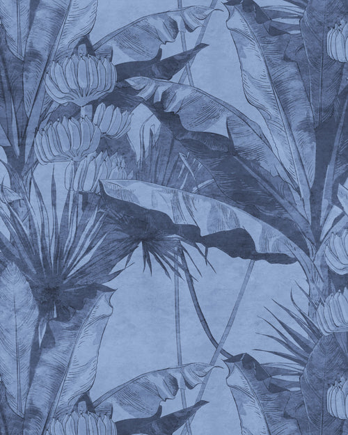 Banana Leaf Palm Navy Blue Wallpaper