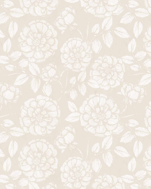 French Country Rose Beige Wallpaper
