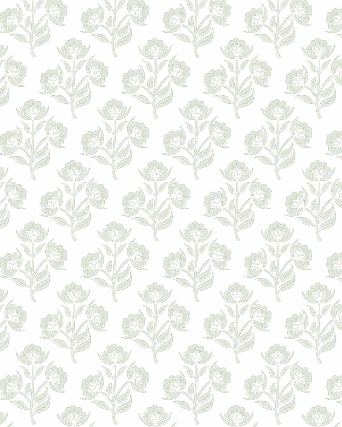 Eves Flower Sage Green Wallpaper