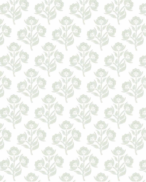 Eves Flower Sage Green Wallpaper