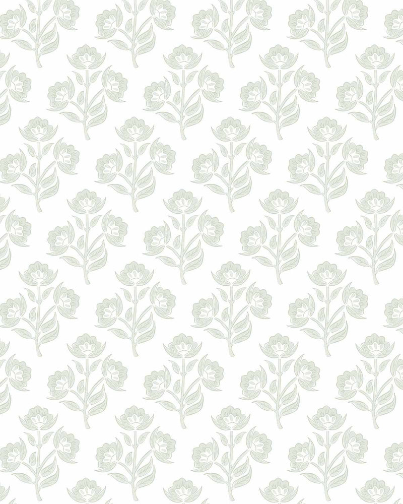 Eves Flower Sage Green Wallpaper