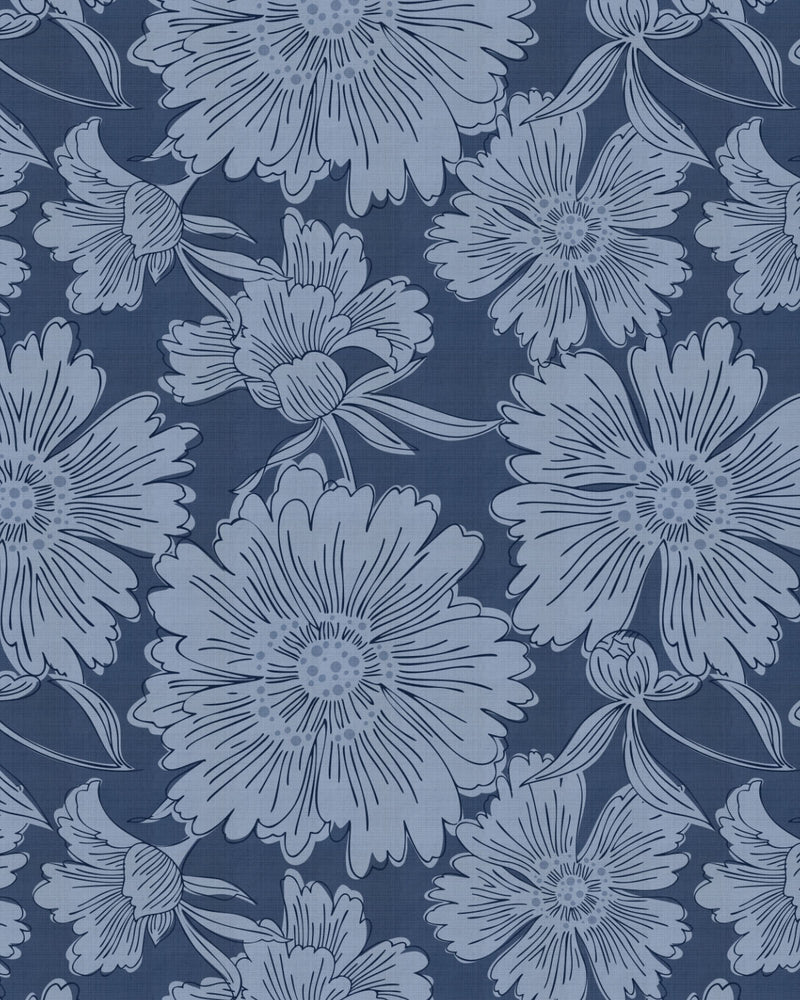 Luxe Country Floral Navy Wallpaper