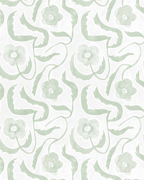 Dancing Blooms Sage Green Wallpaper-Wallpaper-Buy Australian Removable Wallpaper Now Sage Green Wallpaper Peel And Stick Wallpaper Online At Olive et Oriel Custom Made Wallpapers Wall Papers Decorate Your Bedroom Living Room Kids Room or Commercial Interior