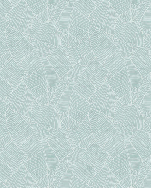 Palm Leaf Luxe Light Teal Blue Wallpaper