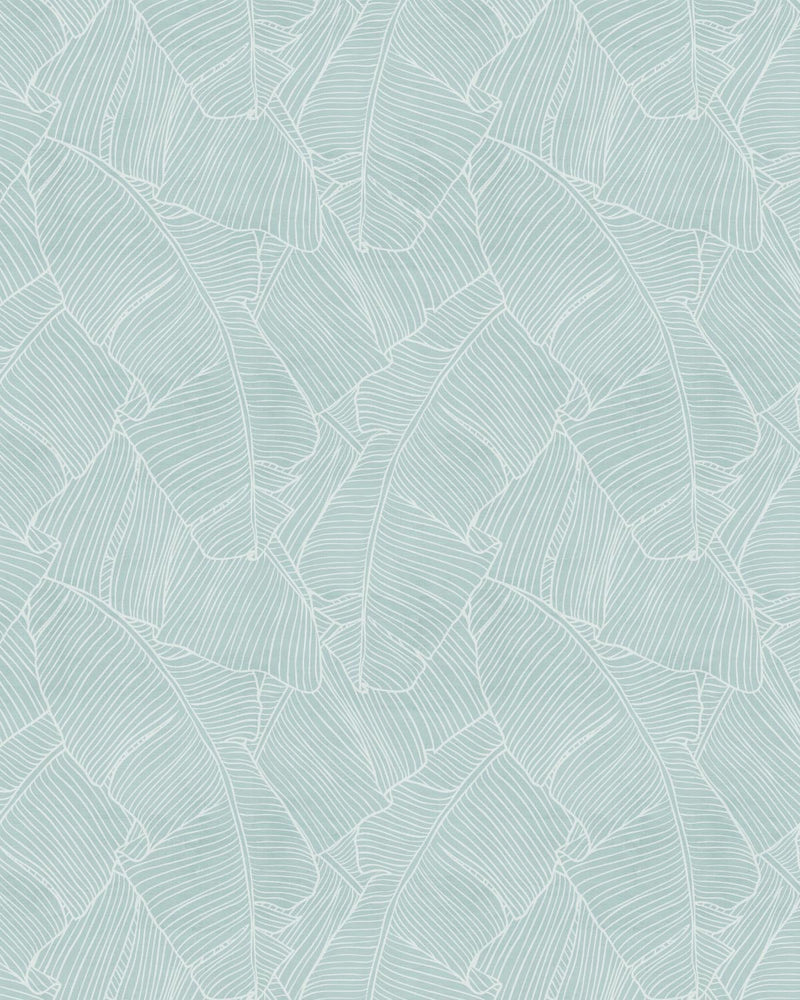 Palm Leaf Luxe Light Teal Blue Wallpaper