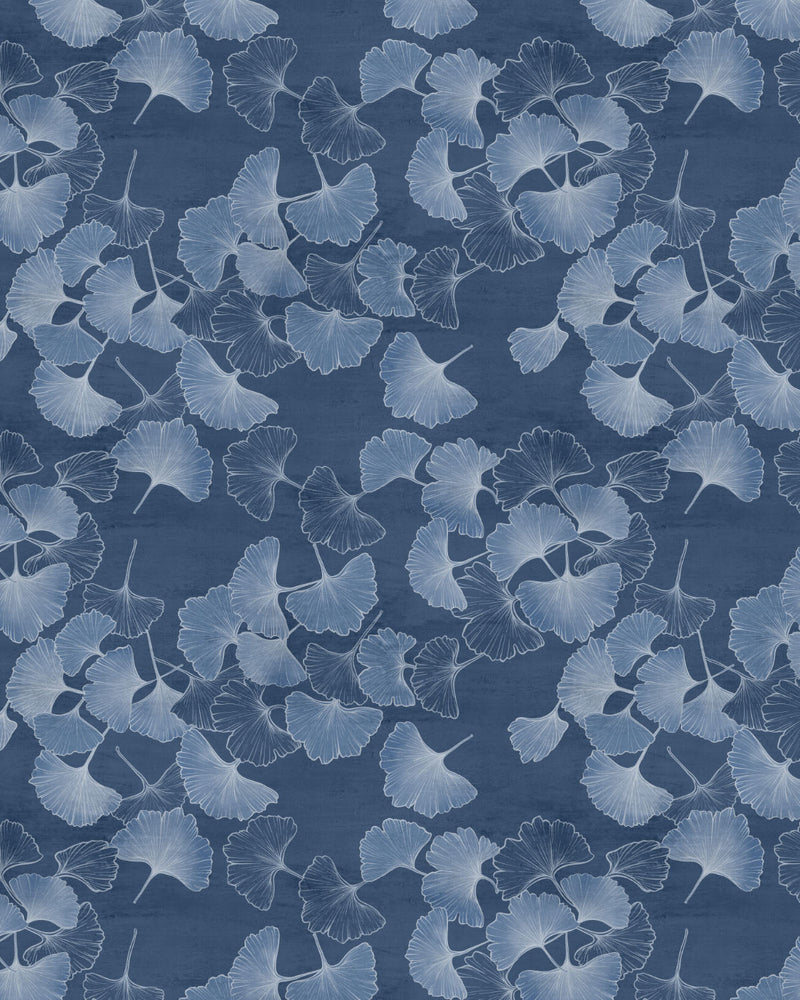 Ginkgo Leaf Navy Blue Wallpaper