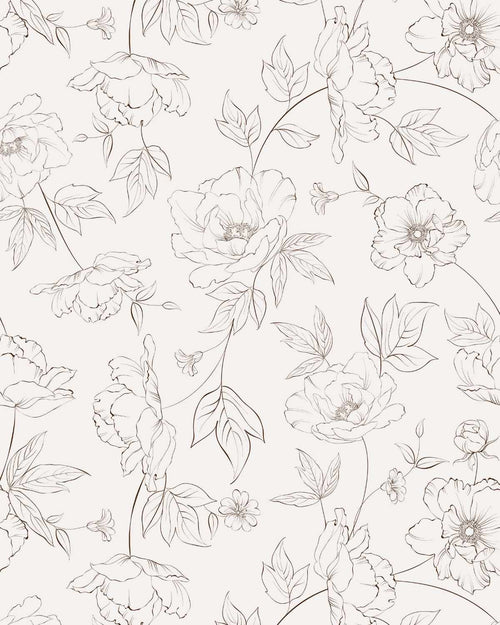 Sketched Peony Wallpaper-Wallpaper-Buy-Australian-Removable-Wallpaper-Now-In-Black-&-White-Wallpaper-Peel-And-Stick-Wallpaper-Online-At-Olive-et-Oriel-Custom-Made-Wallpapers-Wall-Papers-Decorate-Your-Bedroom-Living-Room-Kids-Room-or-Commercial-Interior