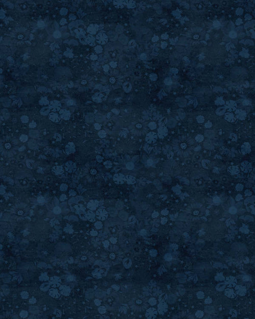 Dark Forest Flowers Navy Blue Wallpaper