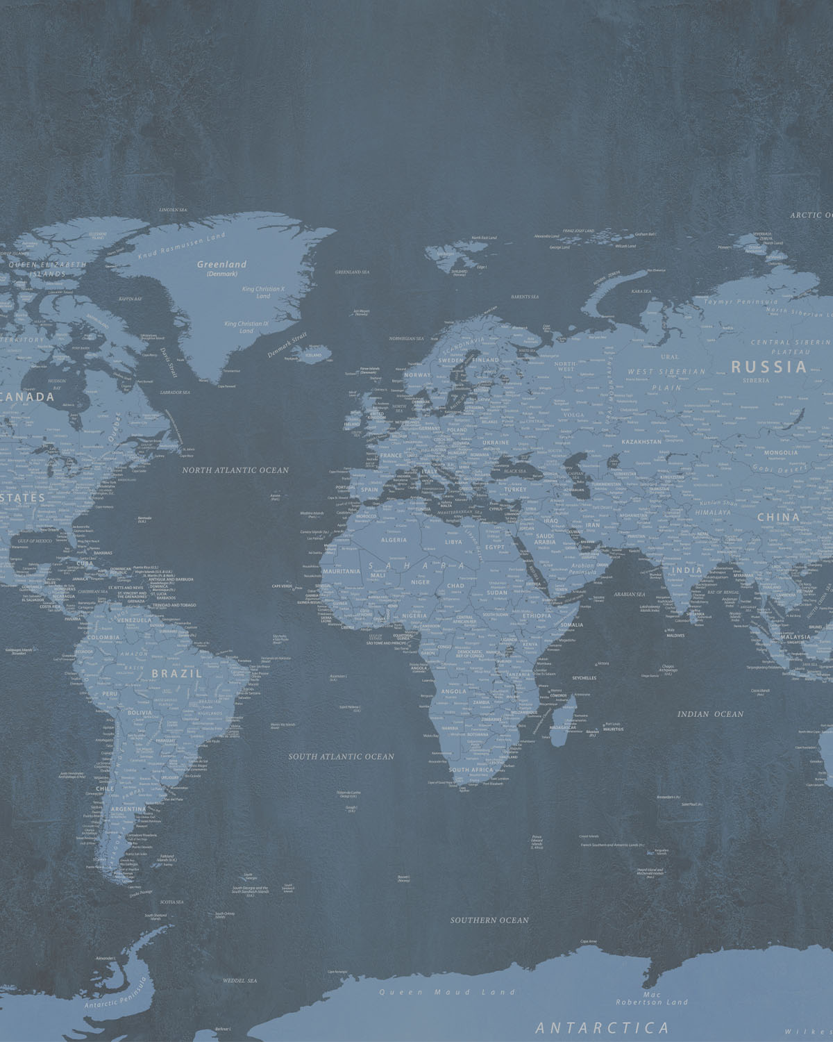 World Map Navy Wallpaper Mural