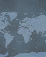 World Map Navy Wallpaper Mural
