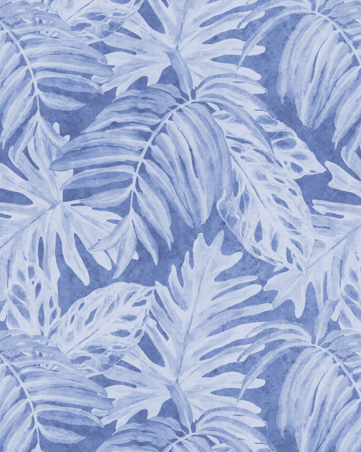 White Luxe Palm Navy Blue Wallpaper