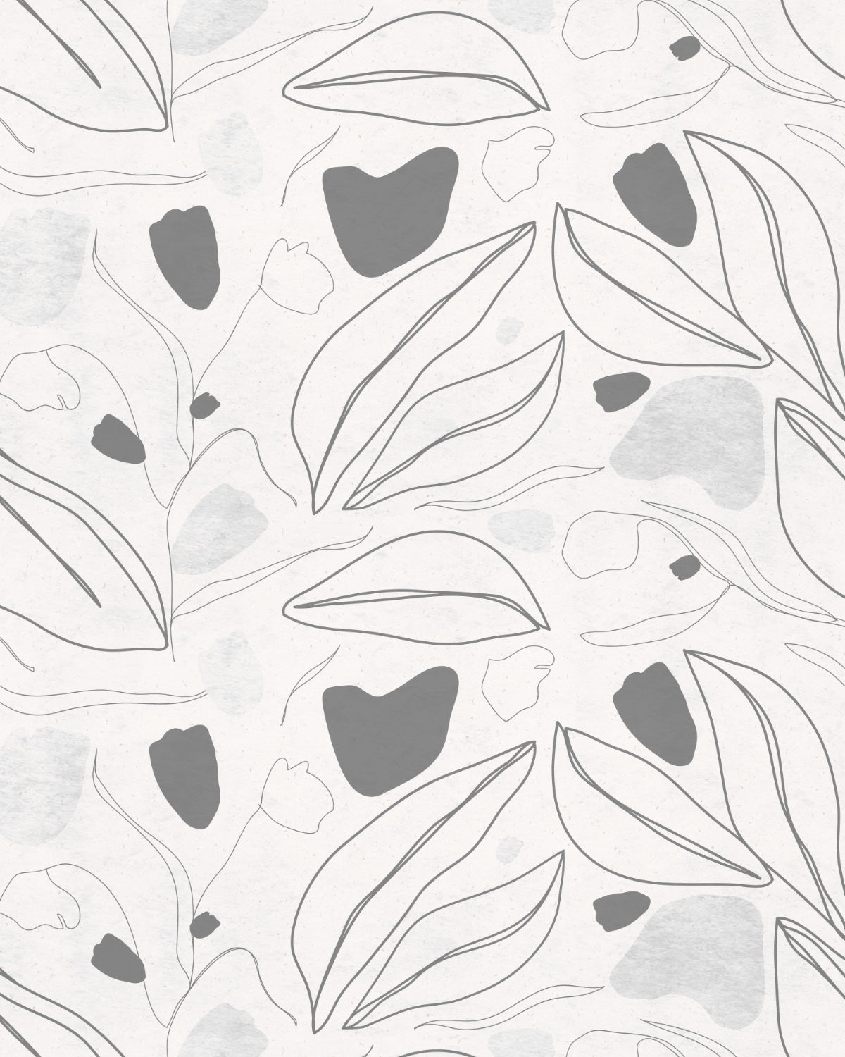 Linear Foliage Grey Wallpaper