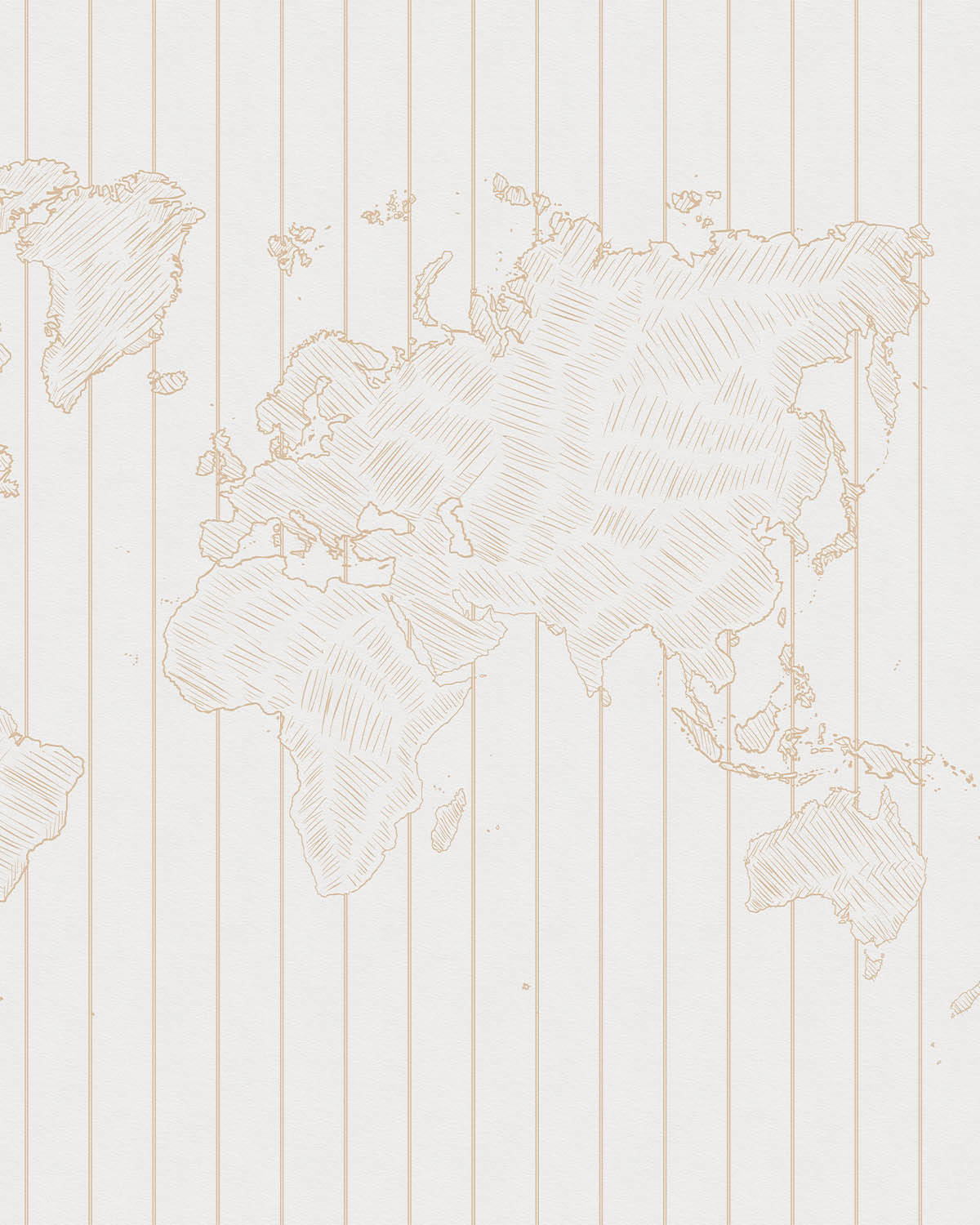 Sketched Stripe Beige Map Wallpaper Mural