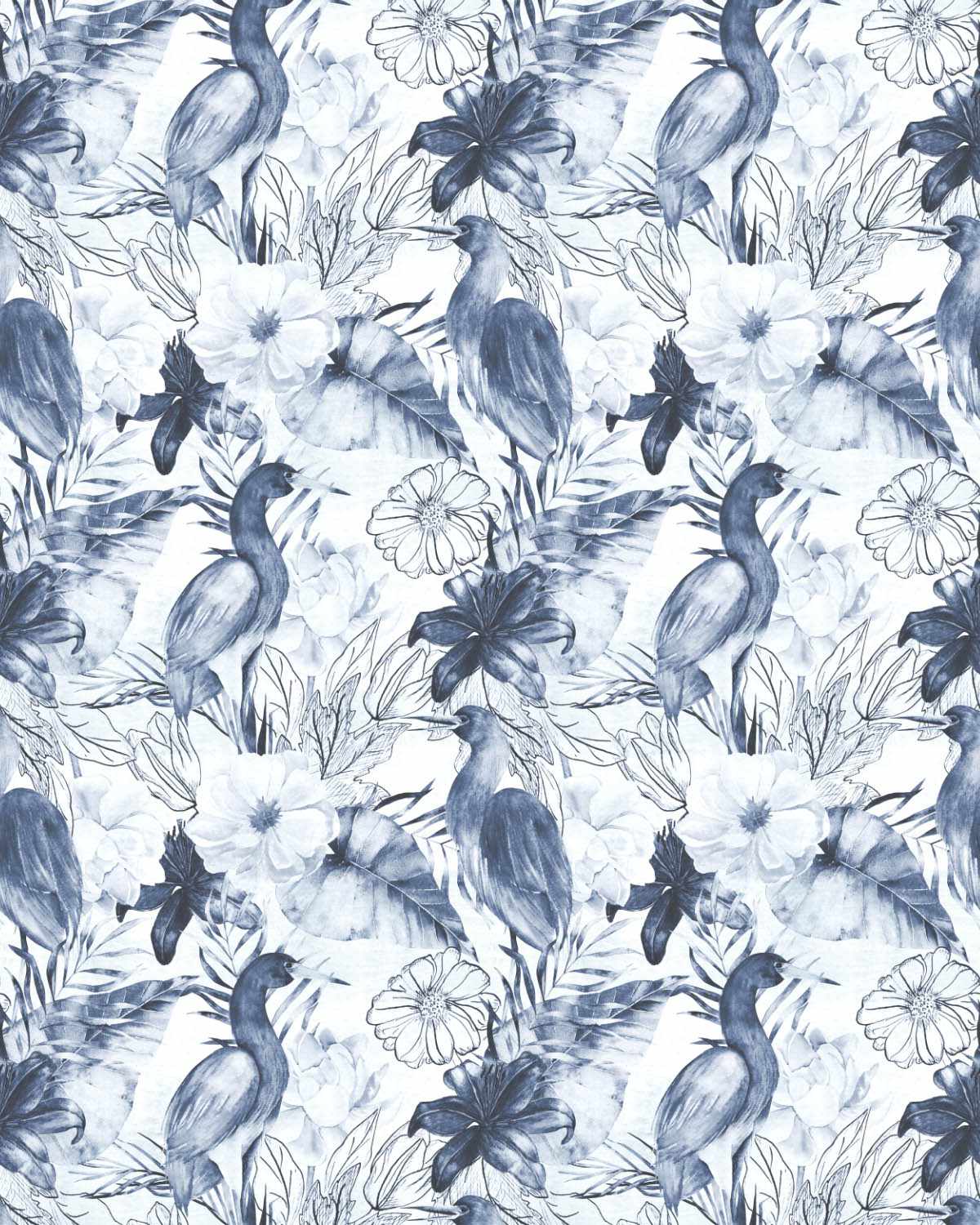 Navy Botanica II Wallpaper