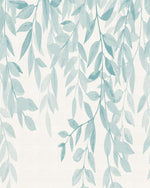 Falling Leaves Light Teal Blue Wallpaper