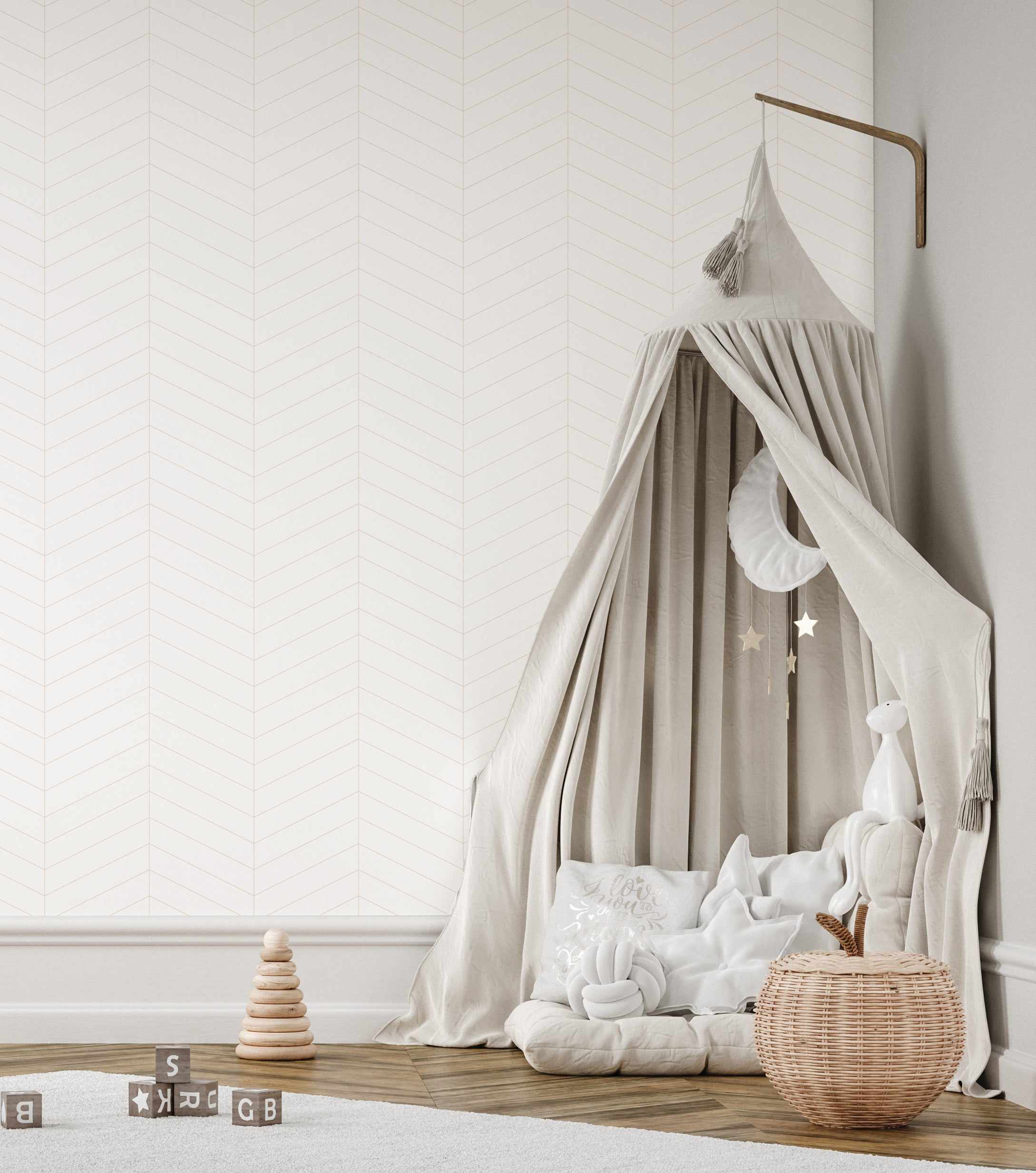 Herringbone in Beige Wallpaper