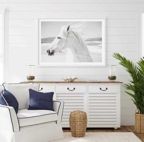 White Horse | Down in Mexico Art Print-PRINT-Olive et Oriel-Olive et Oriel-Buy-Australian-Art-Prints-Online-with-Olive-et-Oriel-Your-Artwork-Specialists-Austrailia-Decorate-With-Coastal-Photo-Wall-Art-Prints-From-Our-Beach-House-Artwork-Collection-Fine-Poster-and-Framed-Artwork