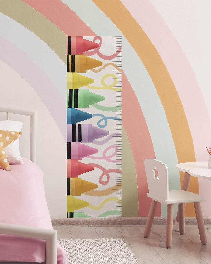 Colourful Crayons Height Chart Decal