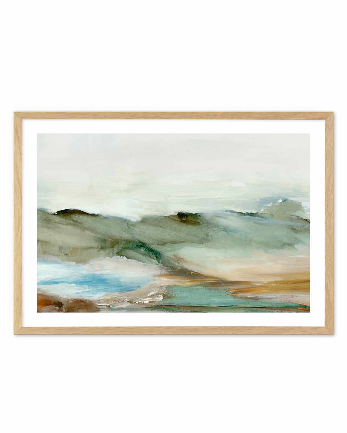 Abstract Landscape Art Print-PRINT-Order sage mint green framed abstract painting wall art prints online with Olive et Oriel Australia