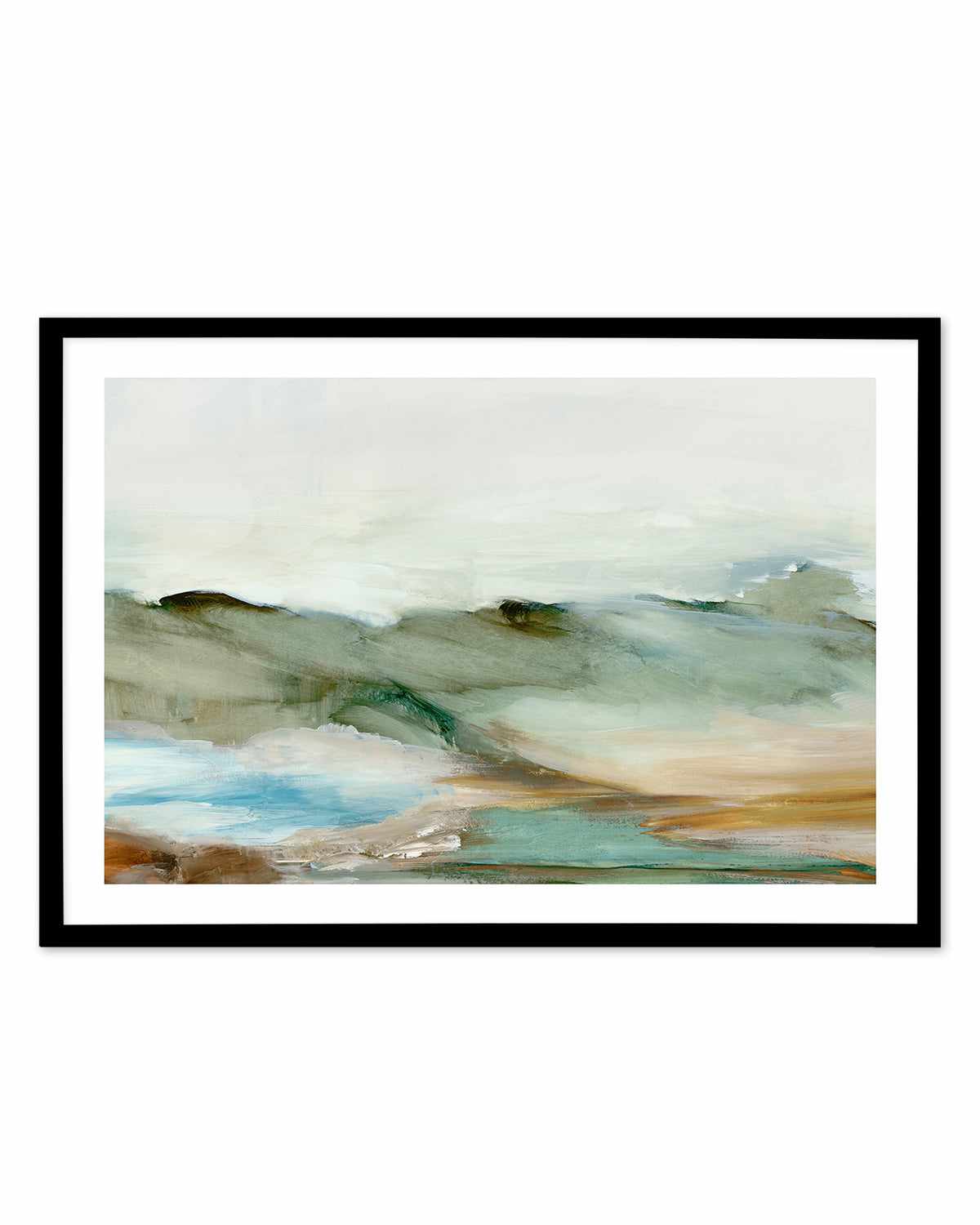 Abstract Landscape Art Print-PRINT-Order sage mint green framed abstract painting wall art prints online with Olive et Oriel Australia