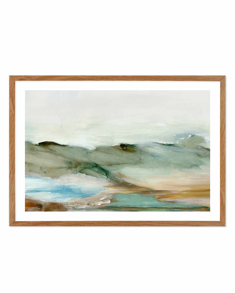 Abstract Landscape Art Print-PRINT-Order sage mint green framed abstract painting wall art prints online with Olive et Oriel Australia