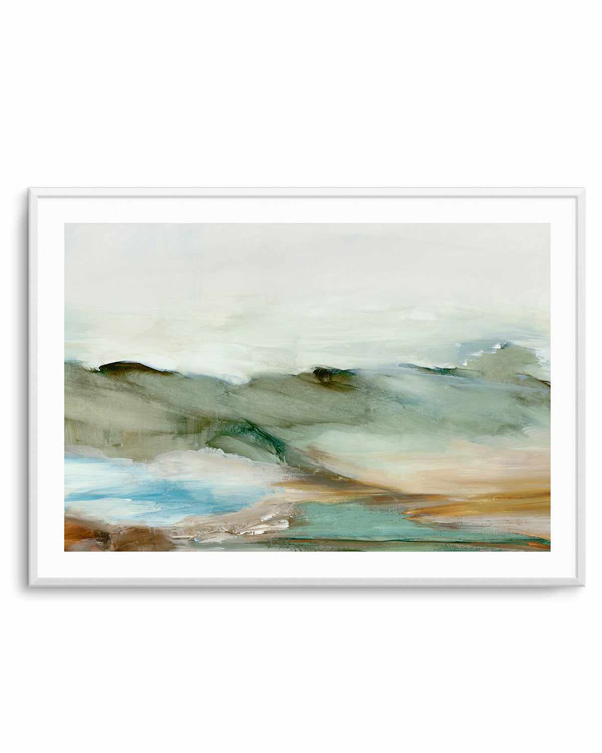 Abstract Landscape Art Print-PRINT-Order sage mint green framed abstract painting wall art prints online with Olive et Oriel Australia