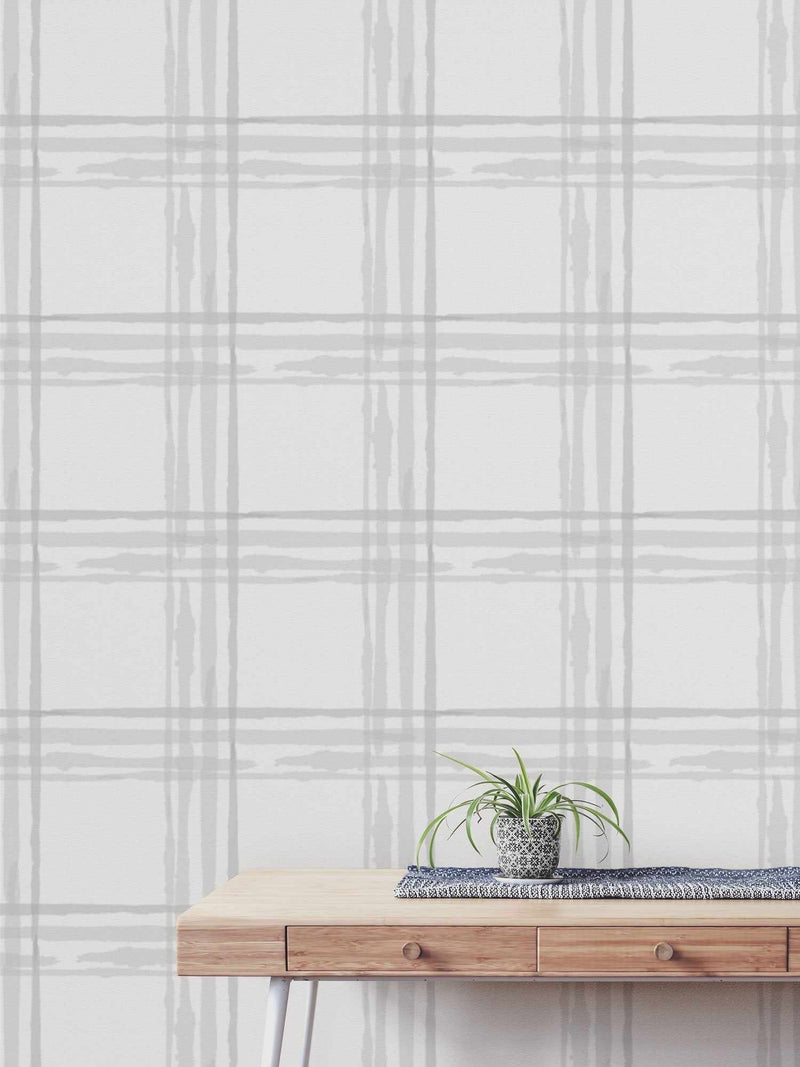 Buy Plaid Preppy Wallpaper - A Black and White Checked Wall Paper