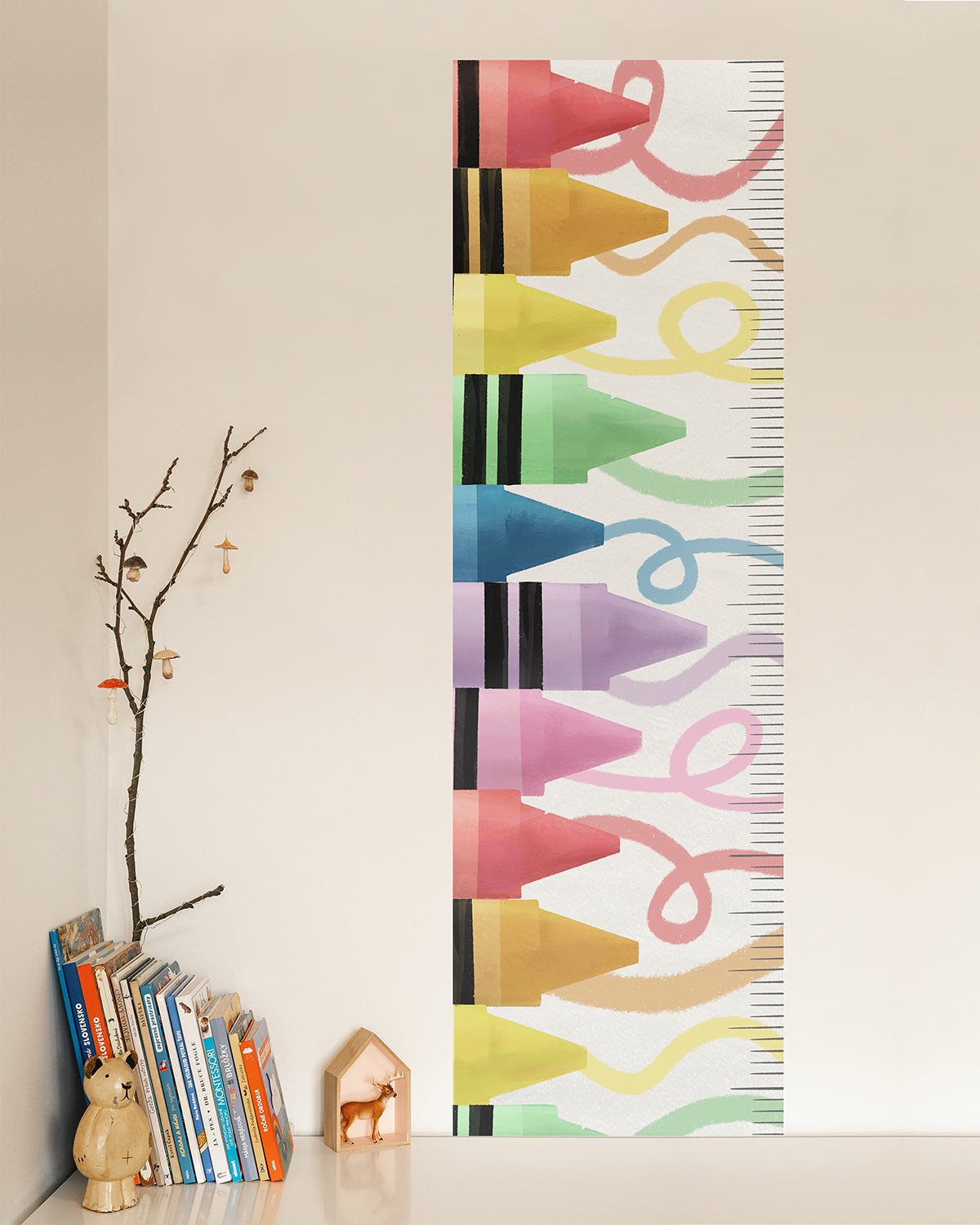 Colourful Crayons Height Chart Decal