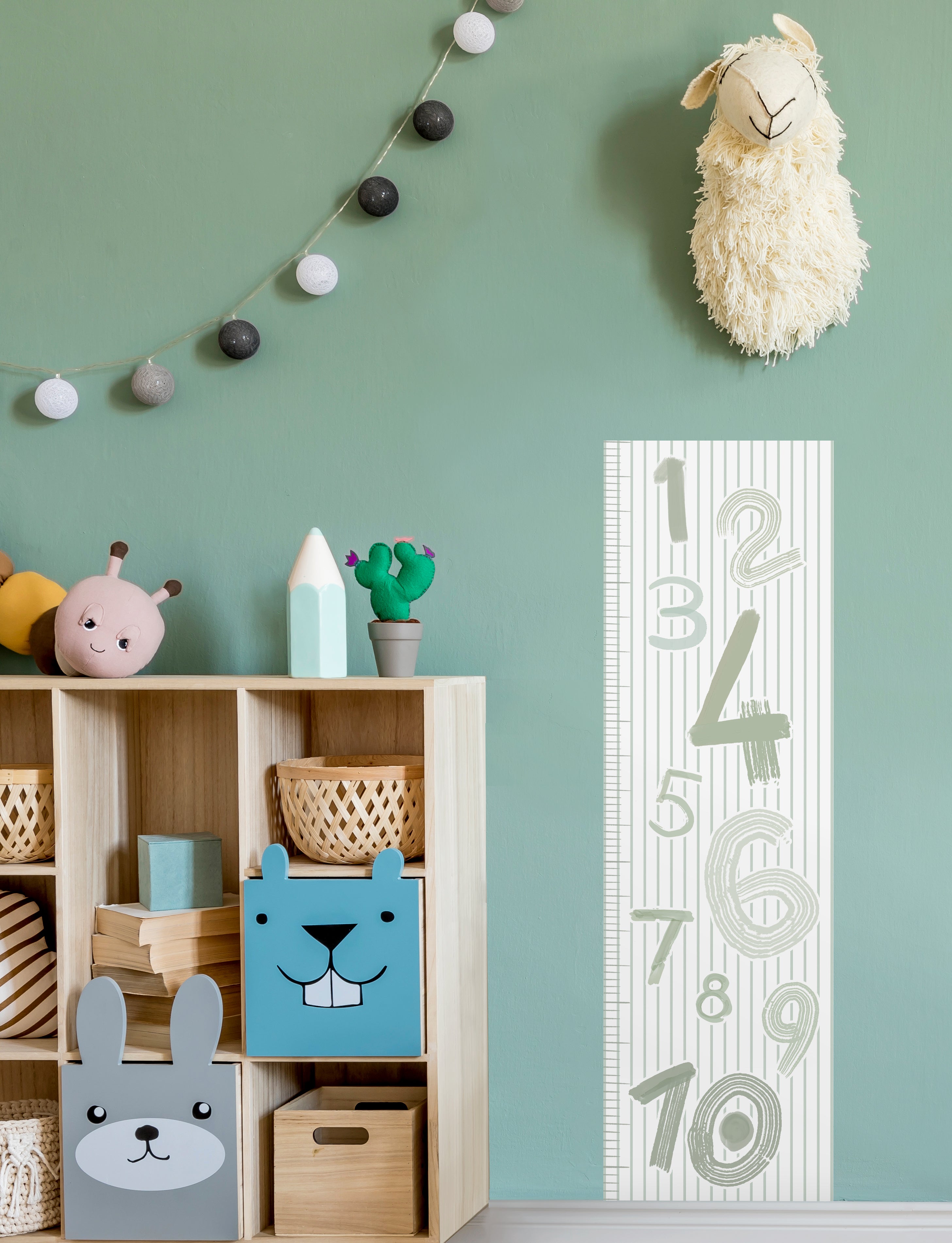 Striped Numbers in Sage Height Chart Decal