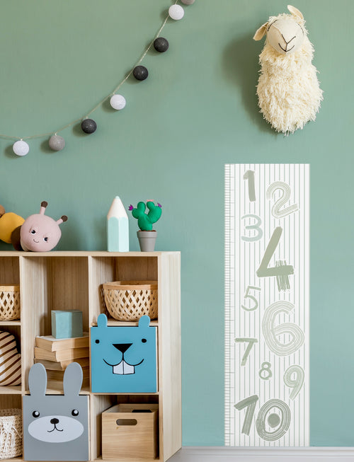 Striped Numbers in Sage Height Chart Decal