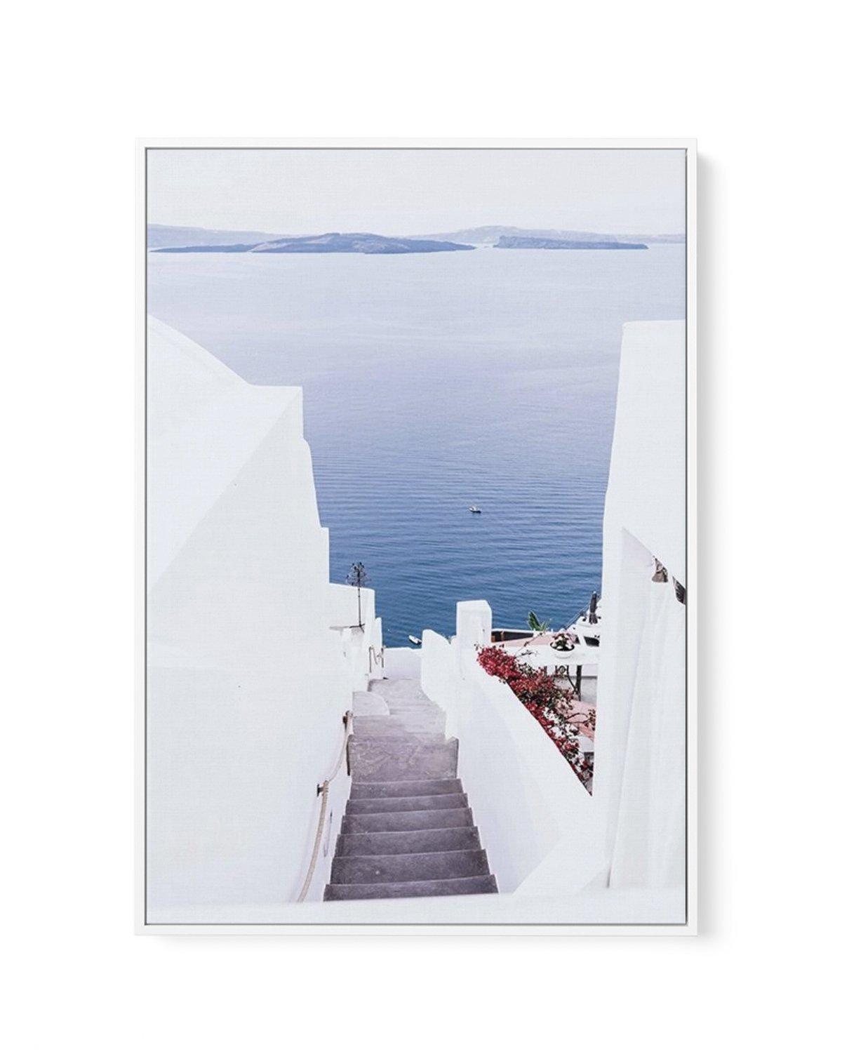 Aegean Views | Santorini | Framed Canvas-Shop Greece Wall Art Prints Online with Olive et Oriel - Our collection of Greek Islands art prints offer unique wall art including blue domes of Santorini in Oia, mediterranean sea prints and incredible posters from Milos and other Greece landscape photography - this collection will add mediterranean blue to your home, perfect for updating the walls in coastal, beach house style. There is Greece art on canvas and extra large wall art with fast, free ship