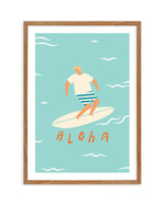 Aloha Surfer Dude | Blue Art Print-PRINT-Olive et Oriel-Olive et Oriel-Buy-Australian-Art-Prints-Online-with-Olive-et-Oriel-Your-Artwork-Specialists-Austrailia-Decorate-With-Coastal-Photo-Wall-Art-Prints-From-Our-Beach-House-Artwork-Collection-Fine-Poster-and-Framed-Artwork