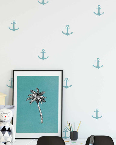 Blue & Green Anchors Away Wallpaper