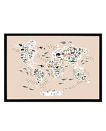 Animals of the World | Beige Art Print-PRINT-Olive et Oriel-Olive et Oriel-A5 | 5.8" x 8.3" | 14.8 x 21cm-Black-With White Border-Buy-Australian-Art-Prints-Online-with-Olive-et-Oriel-Your-Artwork-Specialists-Austrailia-Decorate-With-Coastal-Photo-Wall-Art-Prints-From-Our-Beach-House-Artwork-Collection-Fine-Poster-and-Framed-Artwork