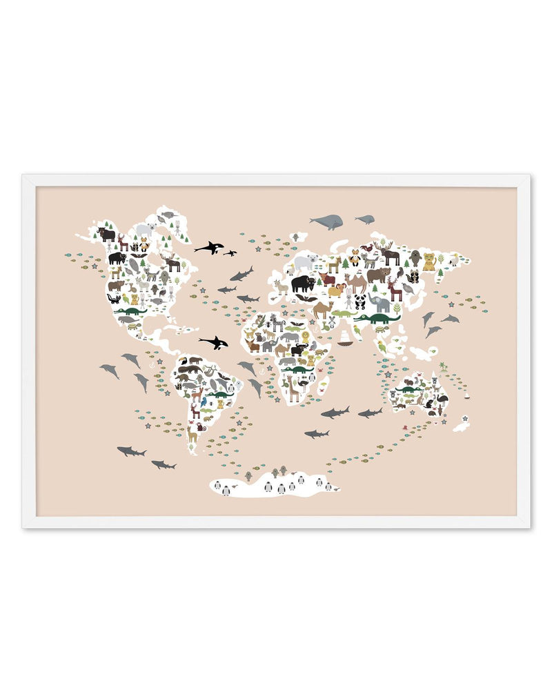 Animals of the World | Beige Art Print-PRINT-Olive et Oriel-Olive et Oriel-A5 | 5.8" x 8.3" | 14.8 x 21cm-White-With White Border-Buy-Australian-Art-Prints-Online-with-Olive-et-Oriel-Your-Artwork-Specialists-Austrailia-Decorate-With-Coastal-Photo-Wall-Art-Prints-From-Our-Beach-House-Artwork-Collection-Fine-Poster-and-Framed-Artwork