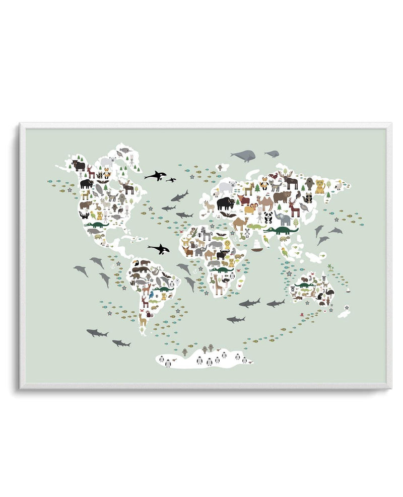Animals of the World | Sage Art Print-PRINT-Olive et Oriel-Olive et Oriel-A5 | 5.8" x 8.3" | 14.8 x 21cm-Unframed Art Print-With White Border-Buy-Australian-Art-Prints-Online-with-Olive-et-Oriel-Your-Artwork-Specialists-Austrailia-Decorate-With-Coastal-Photo-Wall-Art-Prints-From-Our-Beach-House-Artwork-Collection-Fine-Poster-and-Framed-Artwork