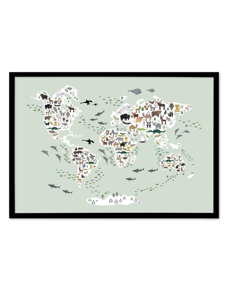 Animals of the World | Sage Art Print-PRINT-Olive et Oriel-Olive et Oriel-A5 | 5.8" x 8.3" | 14.8 x 21cm-Black-With White Border-Buy-Australian-Art-Prints-Online-with-Olive-et-Oriel-Your-Artwork-Specialists-Austrailia-Decorate-With-Coastal-Photo-Wall-Art-Prints-From-Our-Beach-House-Artwork-Collection-Fine-Poster-and-Framed-Artwork