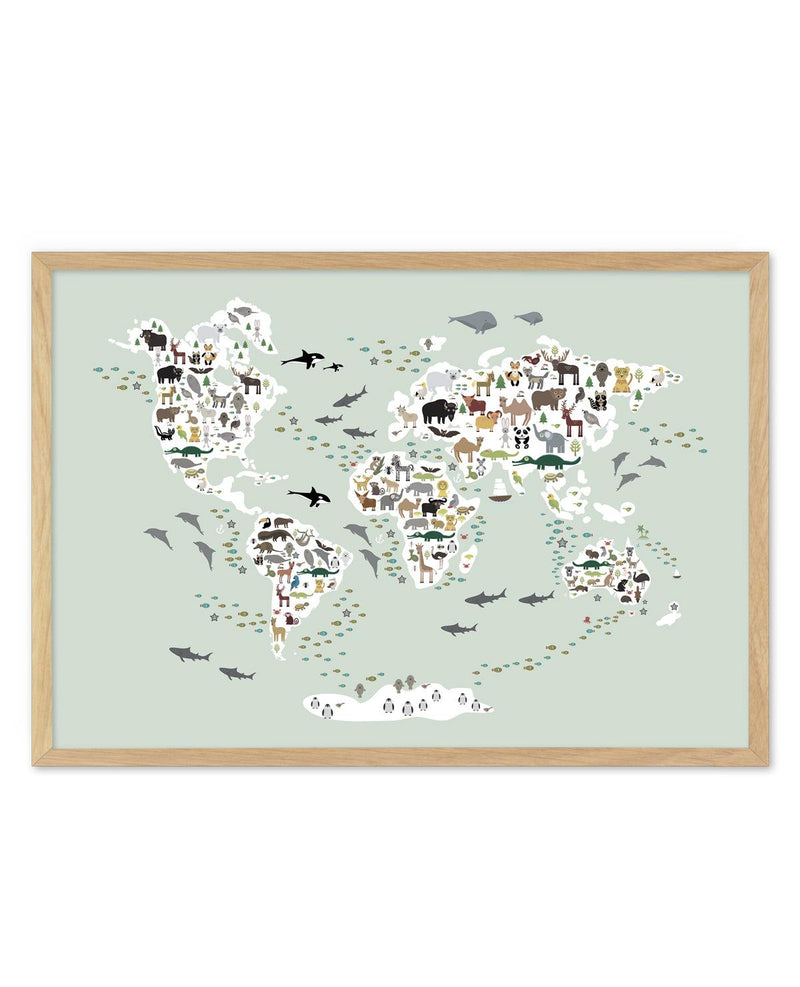Animals of the World | Sage Art Print-PRINT-Olive et Oriel-Olive et Oriel-A5 | 5.8" x 8.3" | 14.8 x 21cm-Oak-With White Border-Buy-Australian-Art-Prints-Online-with-Olive-et-Oriel-Your-Artwork-Specialists-Austrailia-Decorate-With-Coastal-Photo-Wall-Art-Prints-From-Our-Beach-House-Artwork-Collection-Fine-Poster-and-Framed-Artwork
