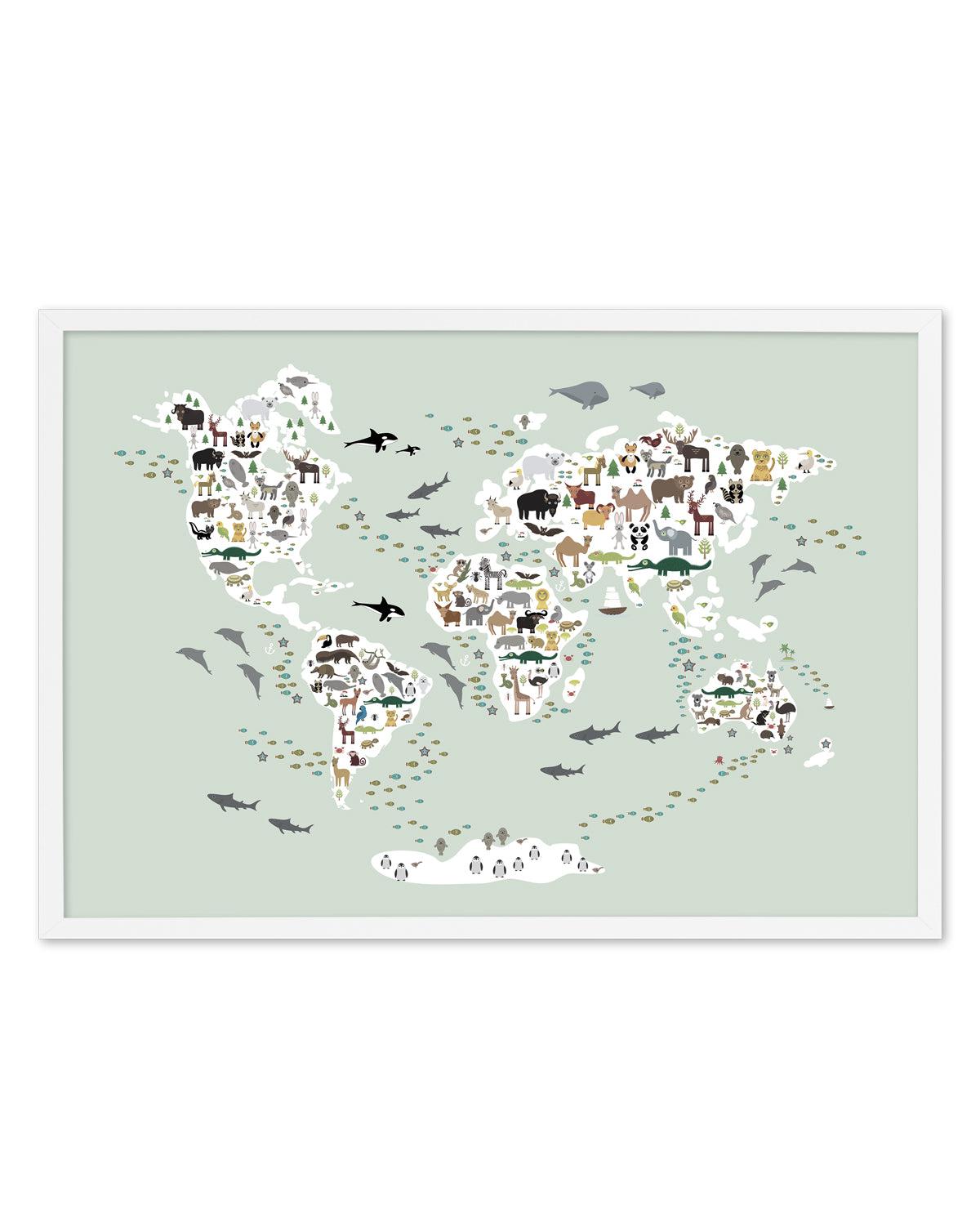 Animals of the World | Sage Art Print-PRINT-Olive et Oriel-Olive et Oriel-A5 | 5.8" x 8.3" | 14.8 x 21cm-White-With White Border-Buy-Australian-Art-Prints-Online-with-Olive-et-Oriel-Your-Artwork-Specialists-Austrailia-Decorate-With-Coastal-Photo-Wall-Art-Prints-From-Our-Beach-House-Artwork-Collection-Fine-Poster-and-Framed-Artwork