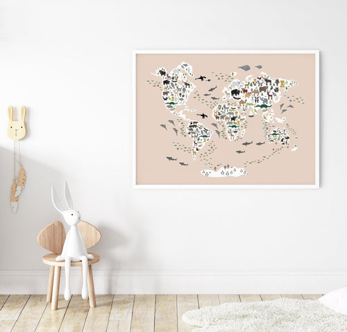 Animals of the World | Beige Art Print-PRINT-Olive et Oriel-Olive et Oriel-Buy-Australian-Art-Prints-Online-with-Olive-et-Oriel-Your-Artwork-Specialists-Austrailia-Decorate-With-Coastal-Photo-Wall-Art-Prints-From-Our-Beach-House-Artwork-Collection-Fine-Poster-and-Framed-Artwork