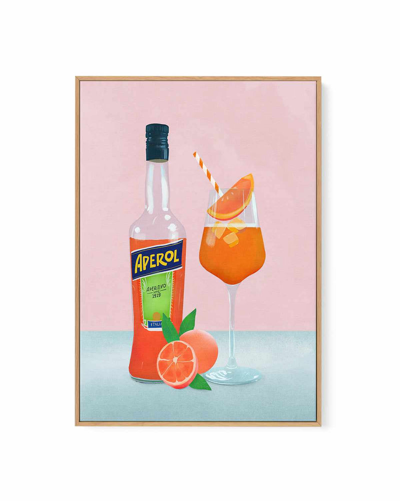 Aperol Spritz Cocktail by Petra Lizde | Framed Canvas Art Print