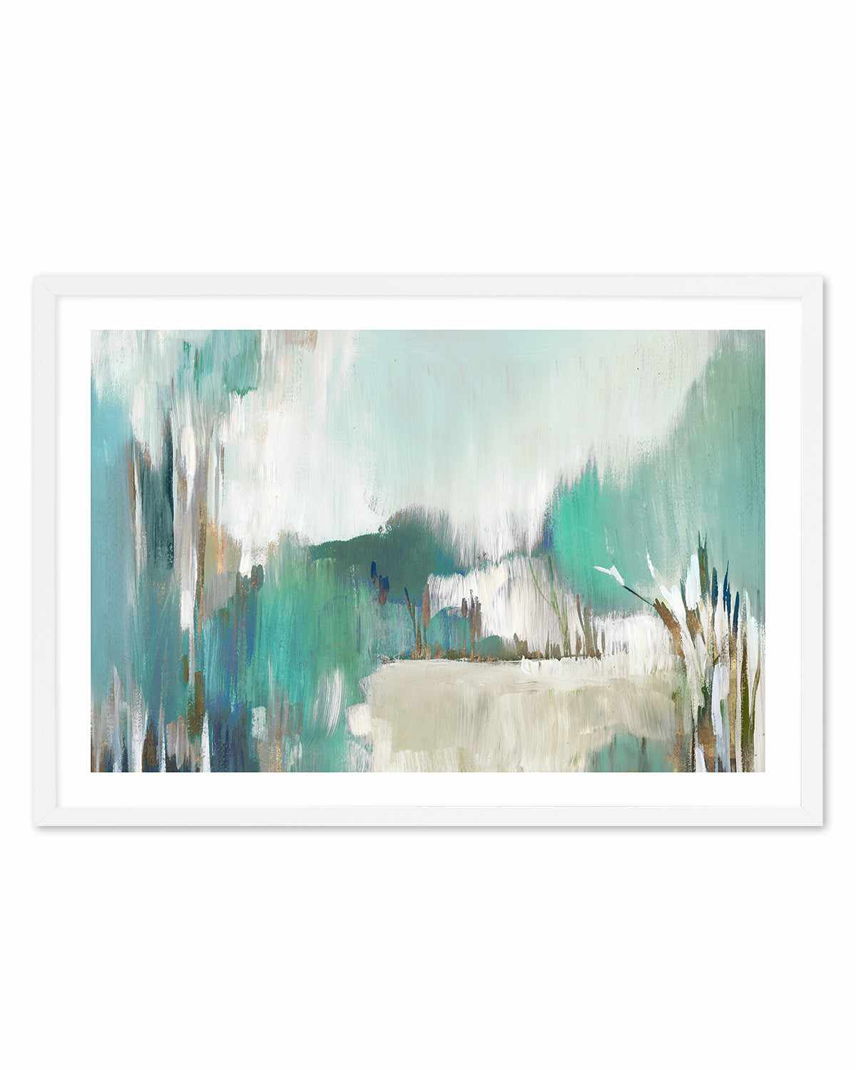 Approaching Art Print-PRINT-Order sage mint green framed abstract painting wall art prints online with Olive et Oriel Australia