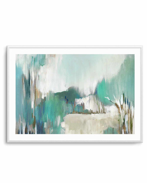 Approaching Art Print-PRINT-Order sage mint green framed abstract painting wall art prints online with Olive et Oriel Australia