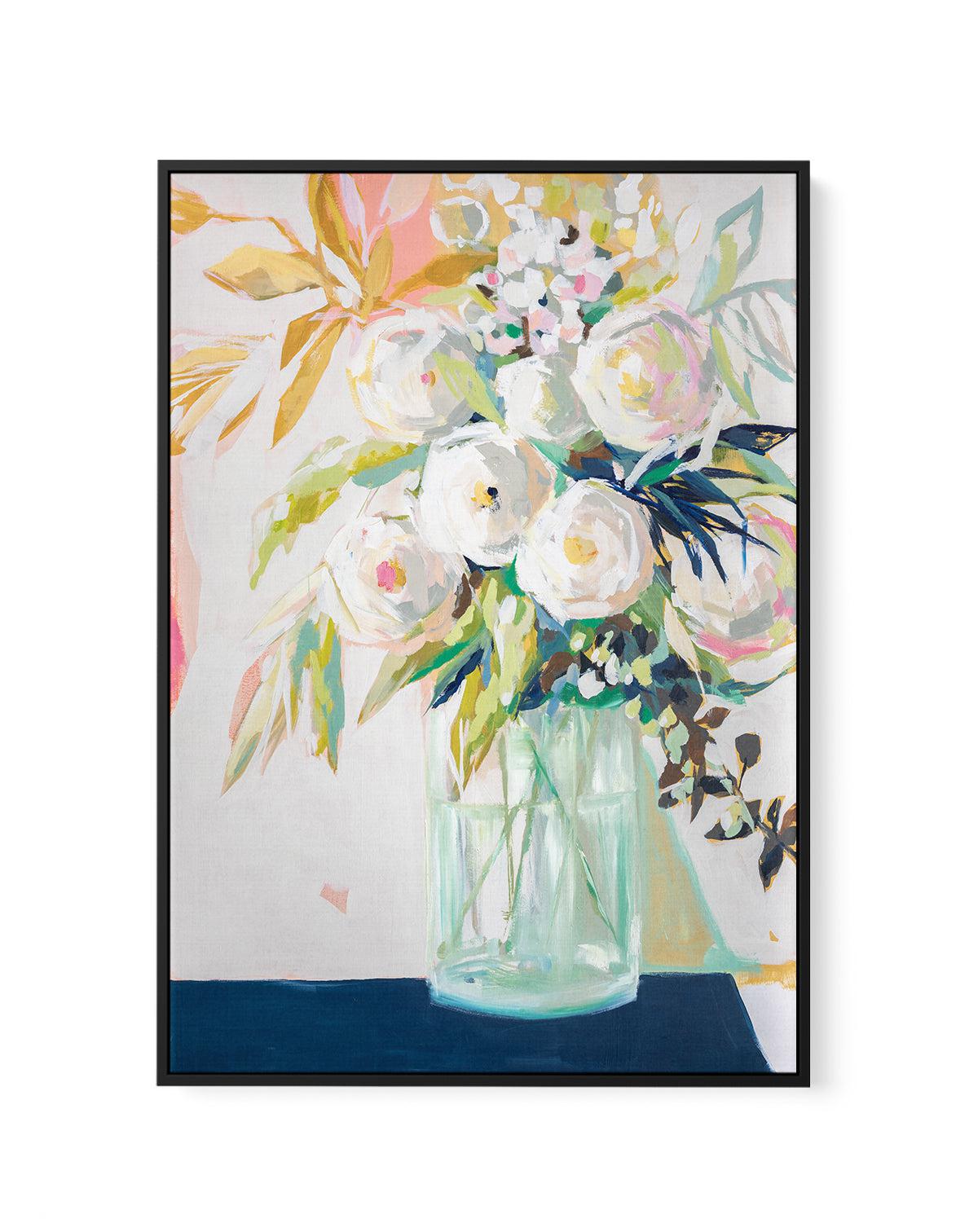 Aqua and Navy Bouquet by Jenny Westenhofer | Framed Canvas-CANVAS-You can shop wall art online with Olive et Oriel for everything from abstract art to fun kids wall art. Our beautiful modern art prints and canvas art are available from large canvas prints to wall art paintings and our proudly Australian artwork collection offers only the highest quality framed large wall art and canvas art Australia - You can buy fashion photography prints or Hampton print posters and paintings on canvas from Ol