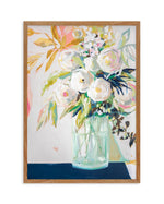 Aqua and Navy Bouquet by Jenny Westenhofer Art Print-PRINT-Olive et Oriel-Jenny Westenhofer-50x70 cm | 19.6" x 27.5"-Walnut-With White Border-Buy-Australian-Art-Prints-Online-with-Olive-et-Oriel-Your-Artwork-Specialists-Austrailia-Decorate-With-Coastal-Photo-Wall-Art-Prints-From-Our-Beach-House-Artwork-Collection-Fine-Poster-and-Framed-Artwork